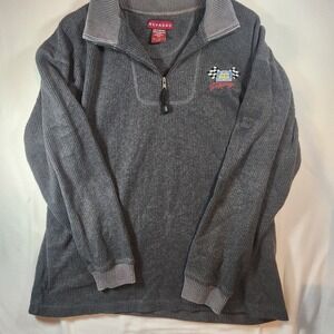 Nevada Mens XL Auto Value Racing Fleece Quarter Zip Pullover Ribbed Gray Sweater